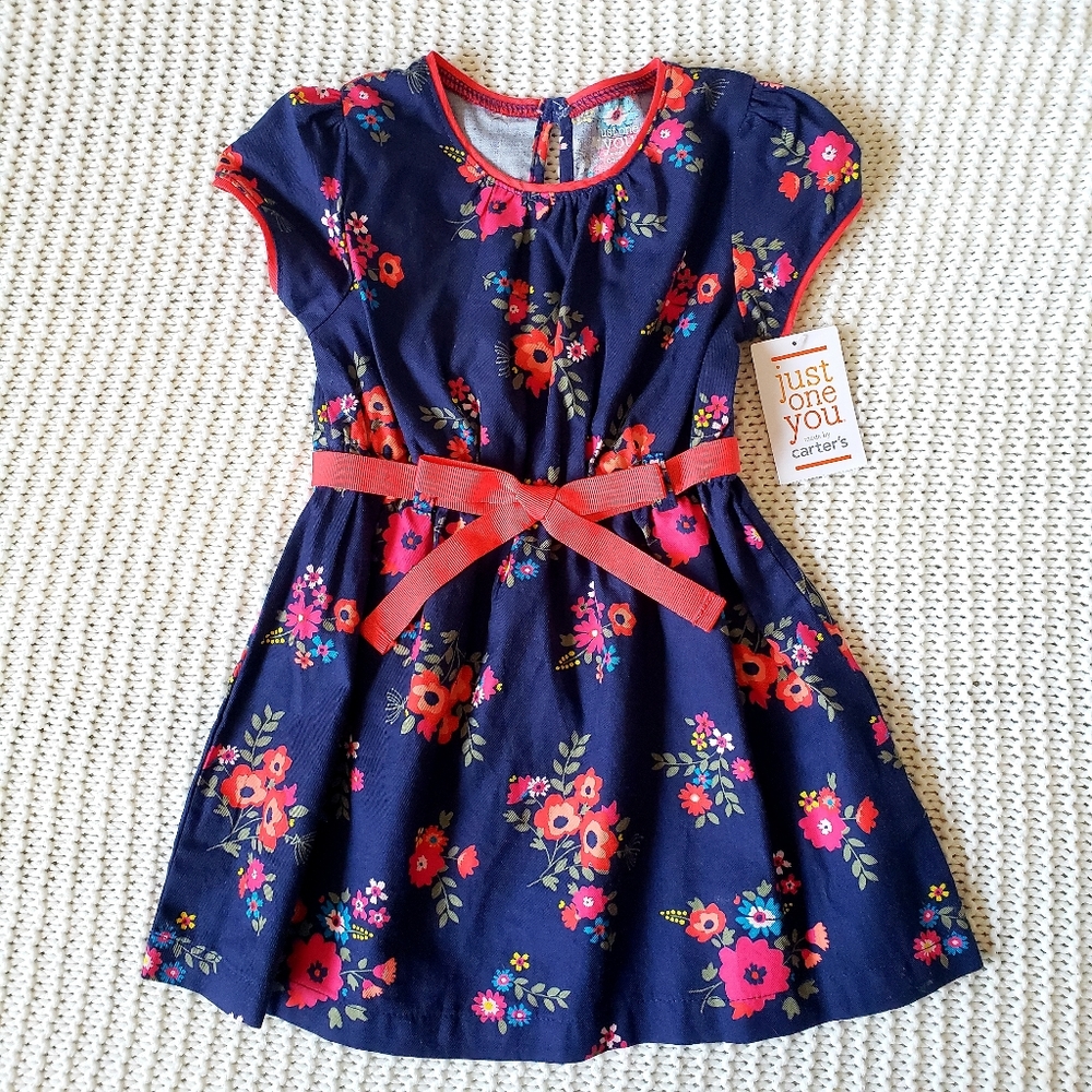 NWT Carter's Floral Belted Dress 18M